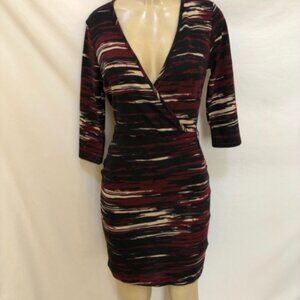 Venus  3/4 multicolor sleeve faux wrap dress/ Large